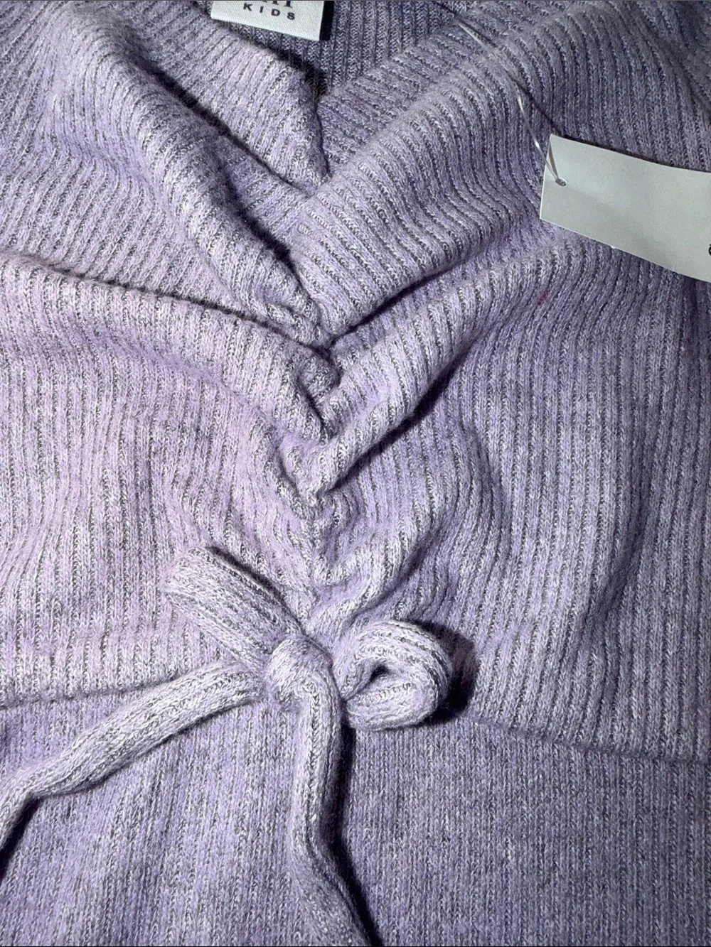 GAP Lavender Ribbed Lace-Up Long Sleeve Casual Dress